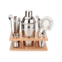 Ahşap Montajlı 9'u 1 Arada Paslanmaz Çelik Kokteyl Çalkalayıcı 750ml