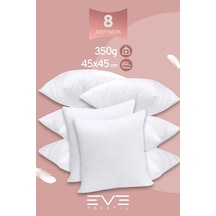 Eve Tekstil 8 Adet Throw Serisi Antialerjik %100 Silikon Elyaf Dolgulu Kırlent Iç Kare Yastık 45x45cm 350gr Beyaz