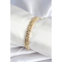 Mey İthalat Pirinç Gold Renk Damla Model Zirkon Taşlı Kadın Bileklik - Özel Seri Meyeb68d3cf82a40d1b432109bcf9