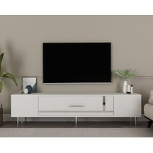 Şuşa Tv Sehpası Tv Ünitesi 150 Cm Beyaz Gümüş