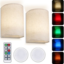 Yunboo Yd-003 Duvar Tipi Rgbw Işık - 16 Renk 3 Modlu, Kum Rengi Kumaş Abajur, Uzaktan Kumanda, 10 Seviye Parlaklık, Zamanlayıcı 2 Adet Bej