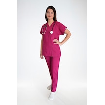 Unisex Pembe Likralı Cerrahi Alt Üst Forma Takım Pembe Pembe