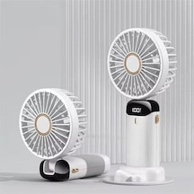 El Fanı 5 Kademeli Dijital Led Göstergeli Boyun Askılı Mini Klima Vantilatör Mor