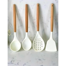Bambu Saplı Silikon Uçlu 4 Parça Mutfak Servis Seti