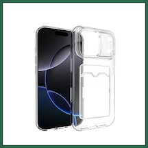 Bezos İphone 17 Pro Max Uyumlu Kart Şeffaf Silikon - Şeffaf Bzs01