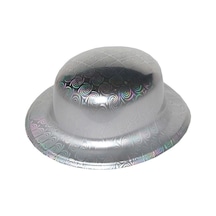 Gümüş - 345 - Renk Hologramlı Plastik Yuvarlak Melon - Aconcept - 27x24 Cm
