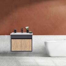 Aras Lavabolu Asma Alt Dolap Antrasit/Atlantik Çam 65X44X58 Cm Antrasit - Atlantik Çam