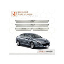 Peugeot 407 2004-2011 Uyumlu Satine Krom Kapı Koruma Eşiği 4 Parç