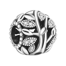 Nur Silver Ağaç Yuvarlak Gümüş Charm Nur-bl09989
