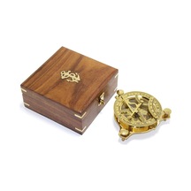 Ahşap Kutulu El Yapımı Pirinç Güneş Saati Ve Pusula 15640