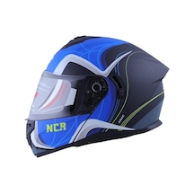 Motosiklet Kask Çene Açılır 166 Ece Belgeli - Mat Siyah Arac Grafik Mavi 13015msgm L