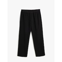 Koton Keten Karışımlı Pantolon Chino Cep Detaylı Beli Bağcıklı Siyah 5wam40067hw Siyah