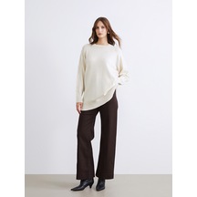 Lcw Modest Kahverengi Dar Fit Geniş Paça Kadın Pantolon