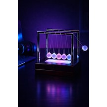 Rgb Işıklı Newton Denge Topu Renkli Şeffaf Denge Topları, Pilli Masaüstü Dekoratif Aksesuar