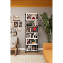 Asra Trend 6 Raflı Metal Kitaplık METALK01 %100 MDF Tek Modül Modern Kütüphane Beyaz