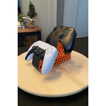 Kazanova Design İkili Oyun Kolu Standı Siyah Turuncu Xbox Ve Ps5 Uyumlu Controller Tutucu