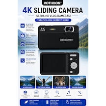 Dijital Kamera 4k Hd 48mp 8x Zoom Flaşlı Kayar Retro Video Kamera 2.4 Ekran 64gb Sd Kart Hediyeli Siyah Çok Renkli
