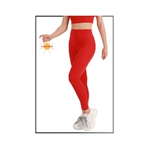 Missmaral Kadın Yüksek Bel Toparlayıcı Tayt Tam Boy Dalgıç Likralı Kumaş Casual & Comfort Kırmızı 102101 Kırmızı