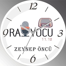 Kişiye Özel Radyocu Çap 30cm Sessiz Akar Bombeli Gerçek Cam Duvar Saati Siyah