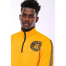 Wessi Sarı Fermuarlı Baskılı Sweatshirt Sarı