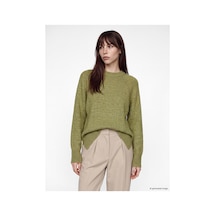 LC Waikiki Alıta Cıty Farkıyla Lcw Modest Yeşil Triko Düz Oversize Kadın Tunik Yesil - 931173946 Yesil