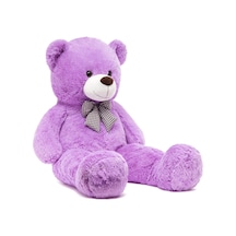 Sevgiliye Özel Hediye- Papyonlu 140 Cm Dev Boy Sevimli Peluş Koca Ayı - Özel Fiyat Lila
