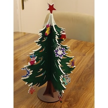 Ahşap Yılbaşı Ağacı Boyama Seti 28cm - Ahşap Süslü