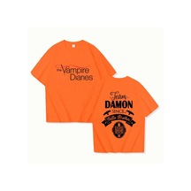 Snapbuy The Vampire Diases Baskılı Unisex Kısa Kollu Tişörtpembeerkek Pembe