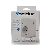 Şok Ve Akım Korumalı Fiş-priz, 16a-250v, Max 3600w 720 Joule, Reset Edilebilir, Sürekli Koruma, Toprak Hatlı, Çocuk Korumalı, Beyaz Renk, E1td33b