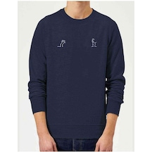 La Linea Trt Cizgi Adam Joke Baskılı Indigo Mavi Erkek Sweatshirt