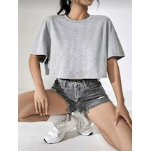 Kozia Outdoors Malşkocbey Gri Oversize Oyaka Crop T-şhirt Gri Gri