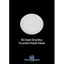 50 Adet Kullan At Orta Boy Yuvarlak Köpük Tabak
