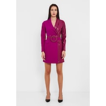 MODATALİKA Kadın Tasarım Suni Deri Kemerli Kısa Elbise