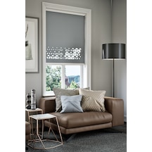 Auralight Lazer Kesim Mat Stor Perde, Lazer Kesimli Modern Serisi, M-141004 Antrasit Renk