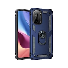 Xiaomi Poco F3 Uyumlu Kılıf Sofya Yüzüklü Silikon Kapak - Lacivert