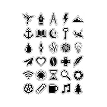 30 Adet Minimalist Siyah Beyaz İkon Sticker Seti - Laptop Ajanda Defter İçin