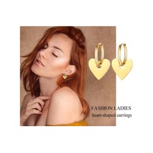 Kalp Çelik Paslanmaz Halka Küpe Gold - 702616088 Gold