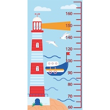 Deniz Feneri Ve Gemi Figürlü Çocuk Odası Boy Ölçer Duvar Sticker