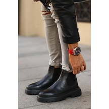 Shoetyle - Siyah Hakiki Deri Erkek Chelsea Bot 101-9046-1425 Siyah