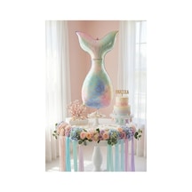 Makaron Denizkızı Kuyruğu Folyo Balon 50x81 Cm Denizkızı Temalı Çocuk Doğum Günü Parti Süsü Çok Renkli