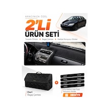 Honda Cıty 2002-2007 Uyumlu Torpido Örtüsü + Deri Bagaj Çantası + Sticker Seti - Siyah