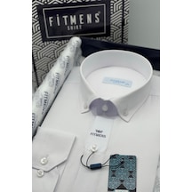 Erkek Slim Fit Uzun Kol Pamuklu Hediye Kutulu Gömlek - Beyaz