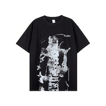 Adrift Unisex Oversize Kalıp Yıldız & Slogan Grafikli Harajuku Style Siyah