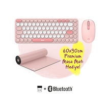 Mk350 Creator Pro Combo Sessiz 3 Kanallı Bluetooth + 2.4g Wireless Türkçe Q Klavye Mouse Seti Pembe Diğer