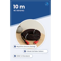 Hdmı Kablo 10 M Örgülü V1.4 4k 3d 1080p Bakır Ses Görüntü Kablosu