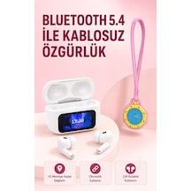 Bluetooth 5.4 Kablosuz Kulaklık Pembe Askılı Analog Charm Saat İkili Set - Lisinya