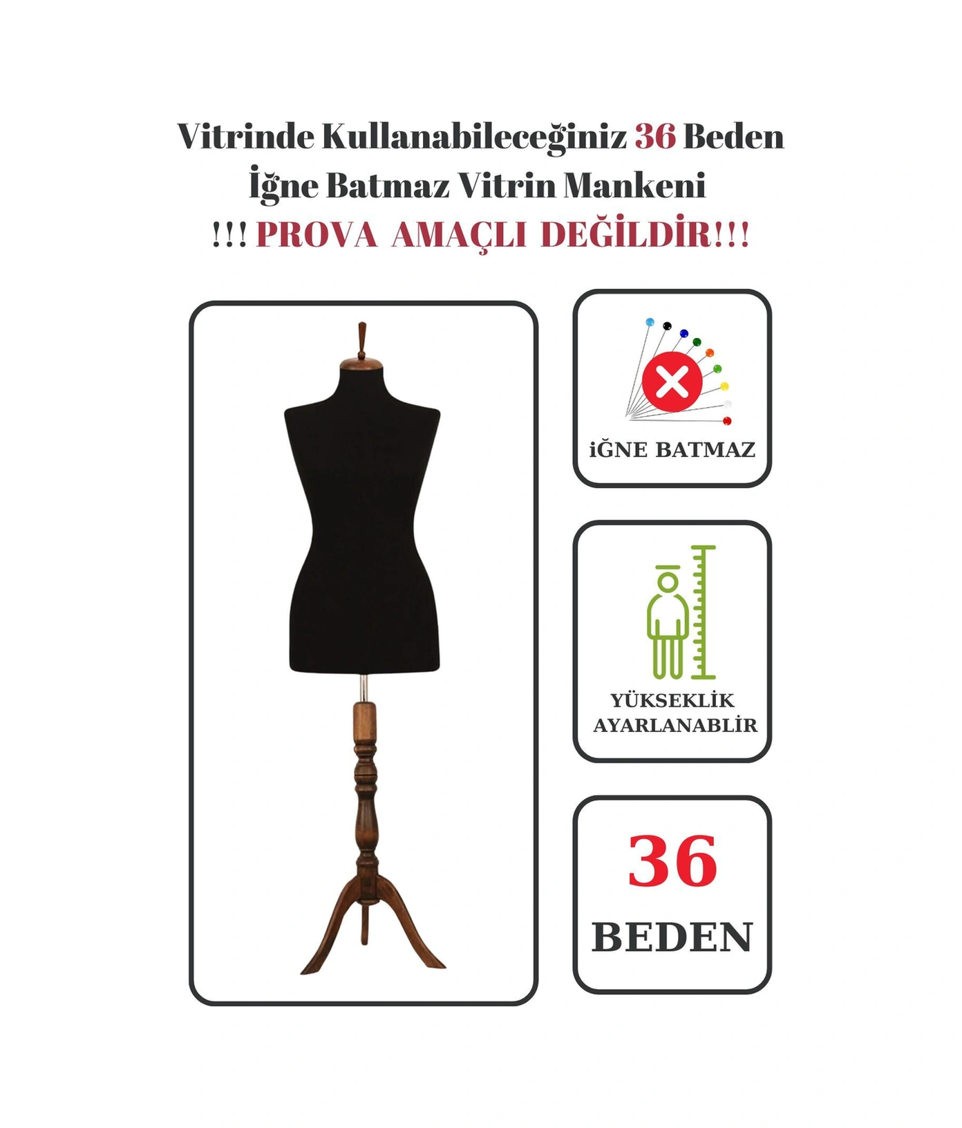 Vitrin Amaçlı 36 Beden Terzi Mankeni Vitrin Mankeni Cansız Manken İğne Batmaz 2190