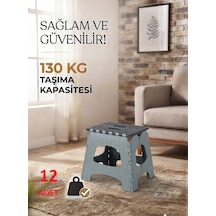 12 Adet Küçük Sağlam Dayanıklı Kullanışlı Şık Katlanır Tabure Ma084 Gri 12 Adet