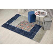 Patchwork El Dokuma Antik Anadolu Halısı Blue Window Mavi