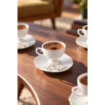 Acar Felicity 6 Kişilik Porselen Kahve Fincan Takımı - 90 Ml Beyaz